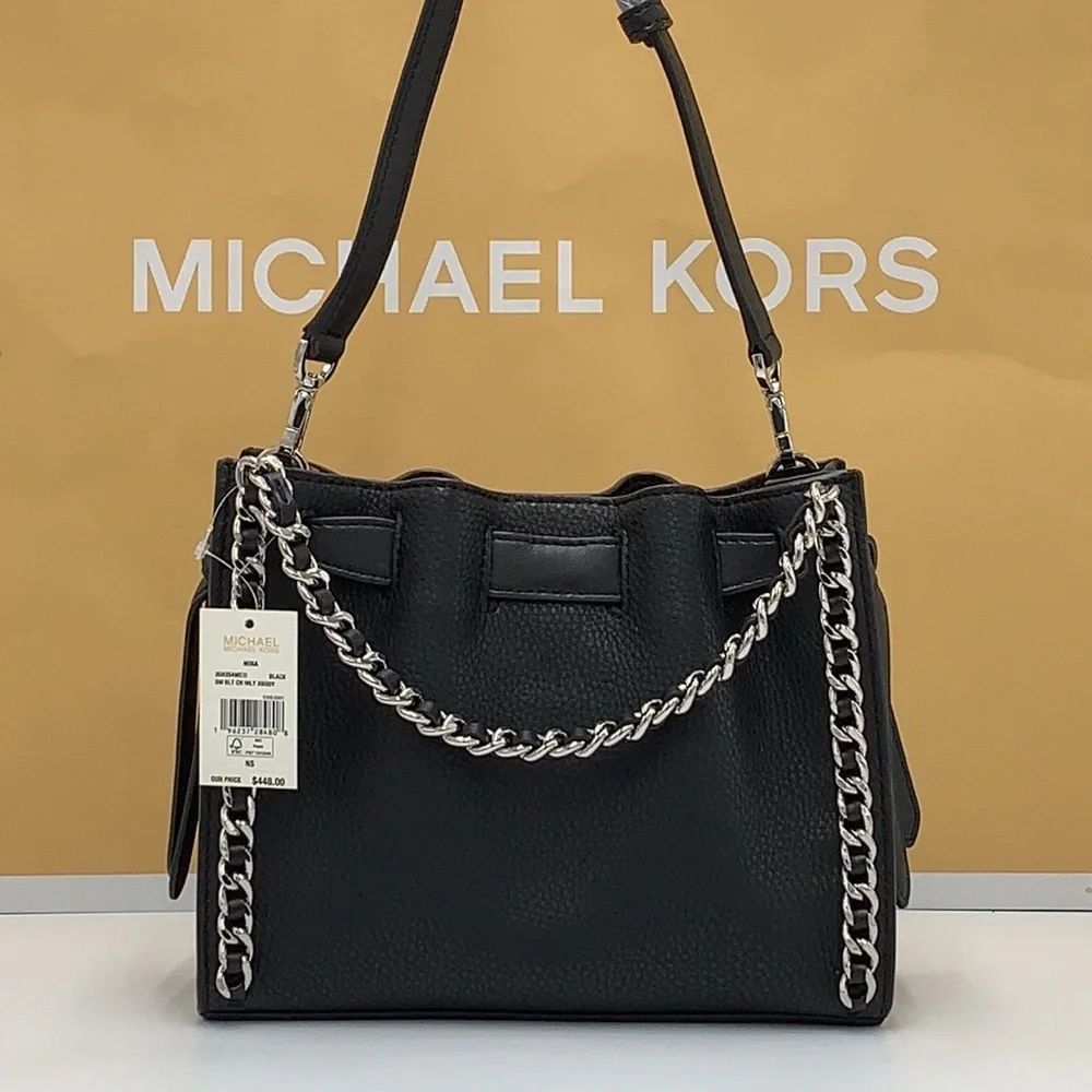 MICHAEL KORS MINA Small Belted Chain Crossbody bag BLACK COLOR